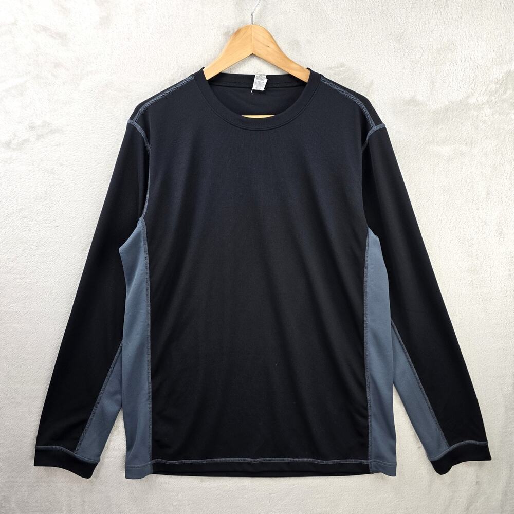 Alo Yoga Long Sleeve Shirt Mens Large Black Gray Gym Running Active - Picture 1 of 9